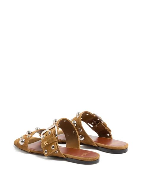 Valentino Garavani Nellcôte leather flat sandals - Brown