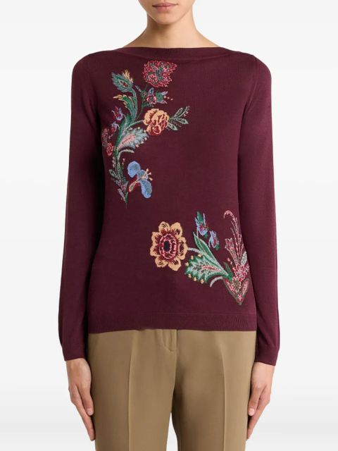 ETRO jacquard floral-embroidered sweater