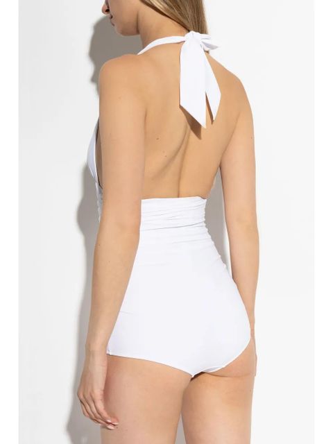 Dolce & Gabbana plunge-neck swimsuit - White