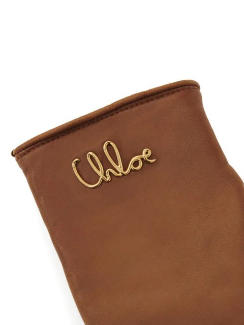 Chloé Iconic logo leather gloves - Brown - zdjęcie produktu nr 2