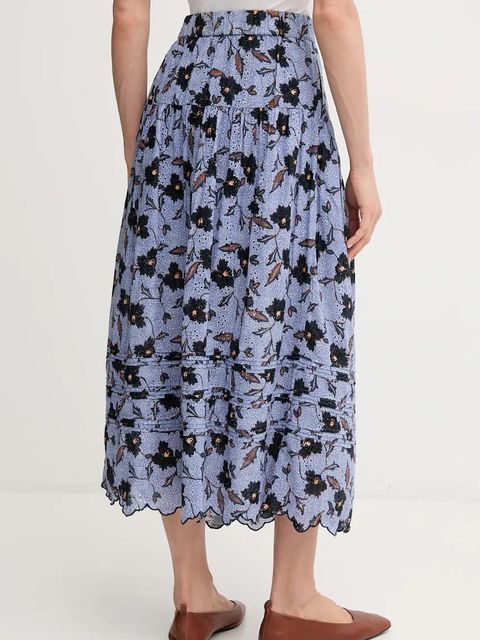 Pepe Jeans spódnica bawełniana ENODIA kolor niebieski midi rozkloszowana PL901193