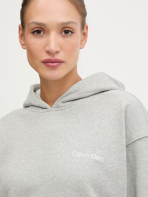 Calvin Klein Performance bluza damska kolor szary z kapturem gładka LVGWF5W309