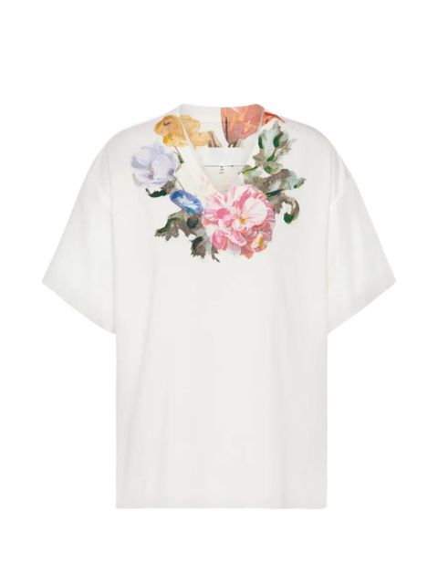 Maison Margiela floral V-neck T-shirt - White - zdjęcie produktu nr 1
