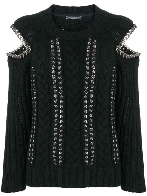 Alexander McQueen chain detail cold shoulder sweater - Black - zdjęcie produktu nr 1