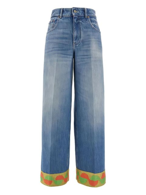Valentino Garavani jacquard-trim jeans - Blue