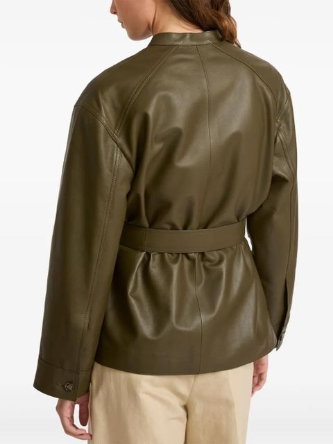 Yves Salomon leather belted jacket - Green