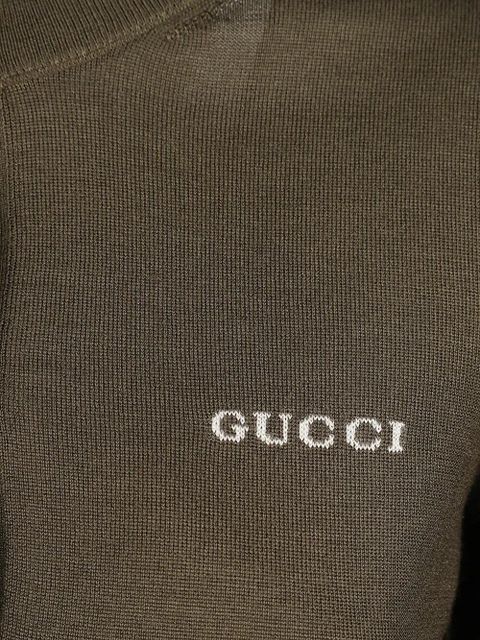 Gucci logo-intarsia button-up cardigan - Brown