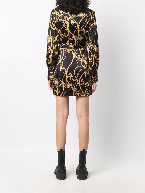 GANNI organic-silk printed wrap dress - Black