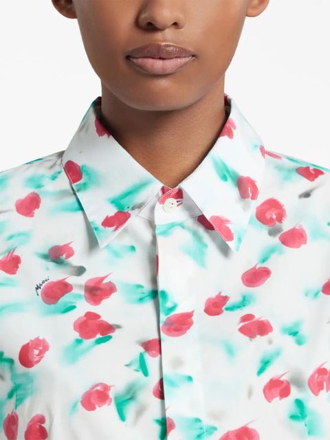 Marni floral-print cotton shirt - White