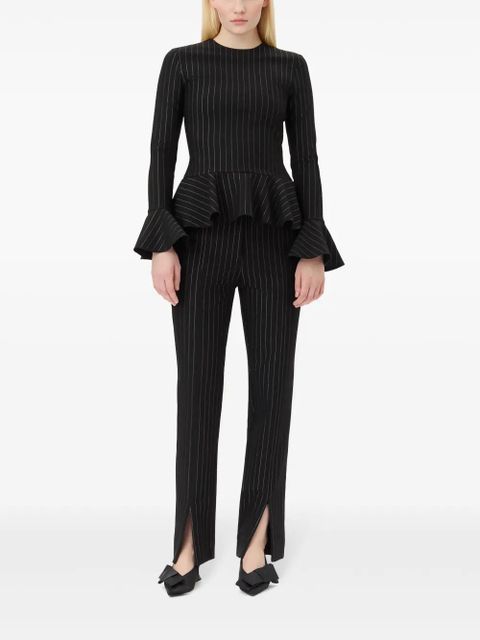 GANNI pinstriped peplum blouse - Black - zdjęcie produktu nr 2