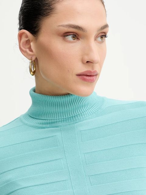 Morgan sweter MENTOS.M damski kolor turkusowy z golfem MENTOS.M