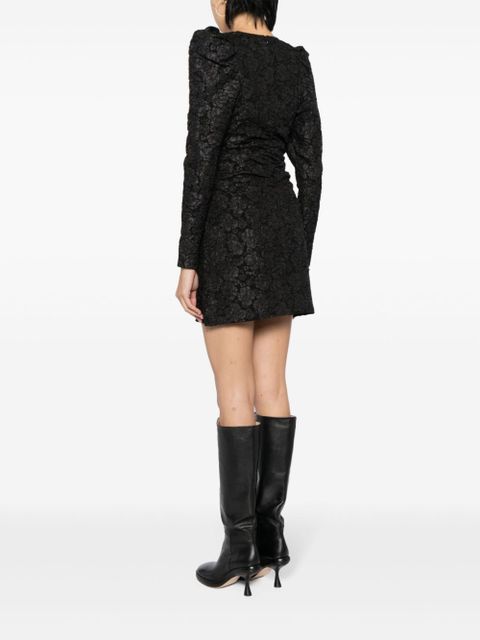 GANNI floral-jacquard V-neck dress - Black