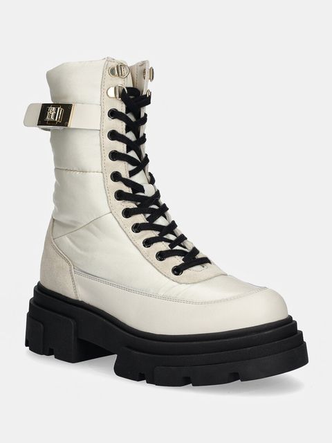 Tommy Hilfiger botki BIKER LEATHER MIX LACE-UP - zdjęcie produktu nr 1