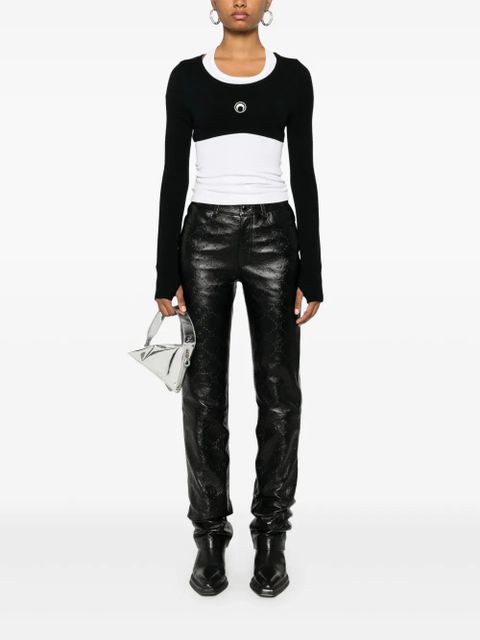 Marine Serre moonogram-embossed straight trousers - Black - zdjęcie produktu nr 2