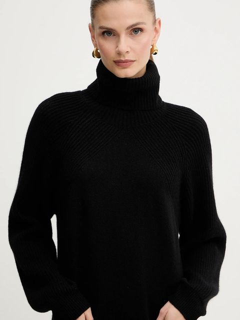 Liu Jo sukienka wełniana kolor czarny mini prosta MF5063 MS009 - zdjęcie produktu nr 2