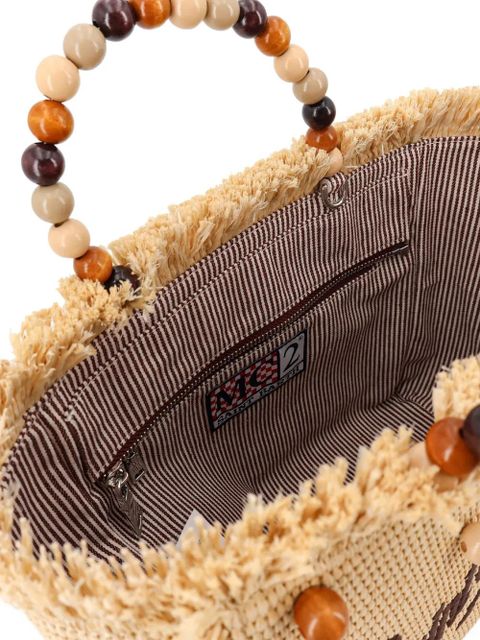MC2 Saint Barth bead-embellished frayed tote bag - Neutrals