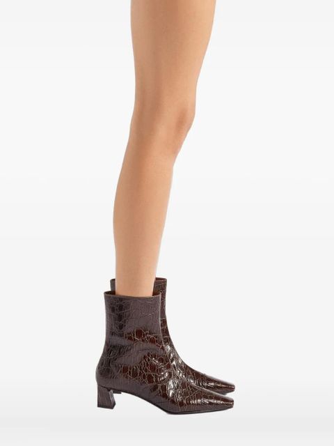 Giuseppe Zanotti crocodile-effect square-toe boots - Brown