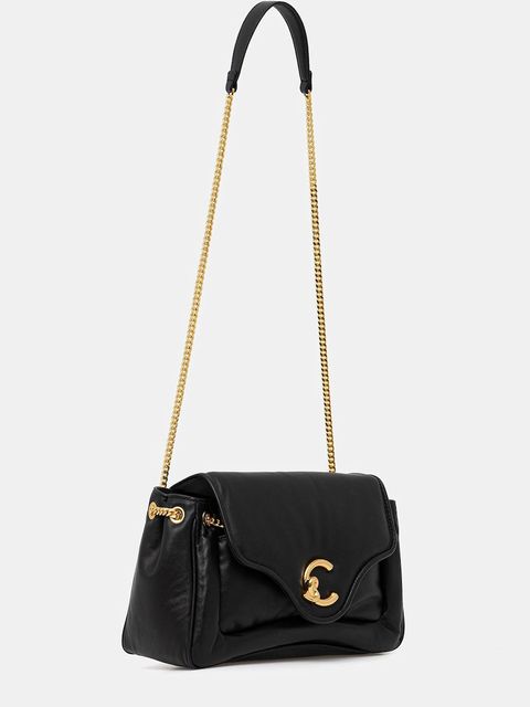 Coccinelle torebka skórzana COCCINELLE C-ME FLUFFY kolor czarny E1.SUE.12.01.01