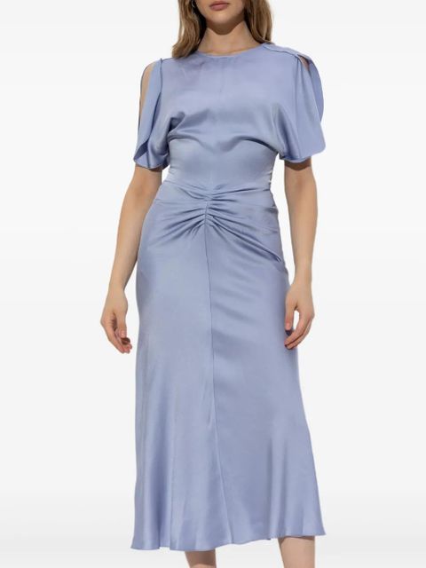 Victoria Beckham puff-sleeved ruched dress - Blue