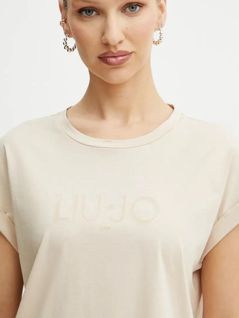 Liu Jo t-shirt damski kolor beżowy TA5181 JS003