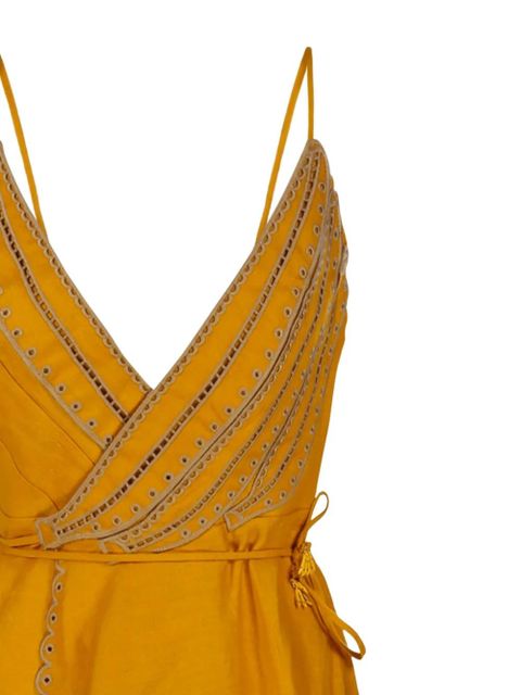 FARM Rio eyelet-embellished wrap dress - Yellow