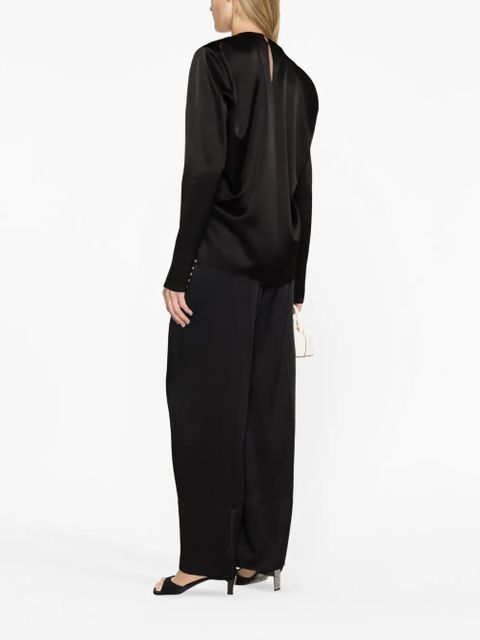 Lanvin draped long-sleeved blouse - Black