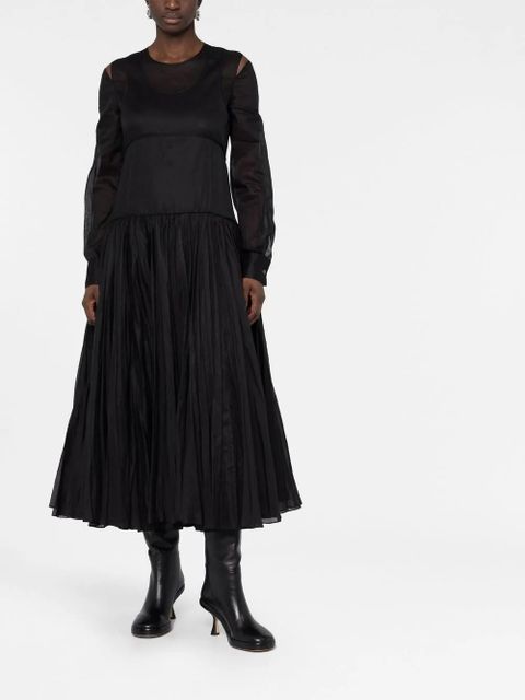 Jil Sander pleat-detail midi dress - Black