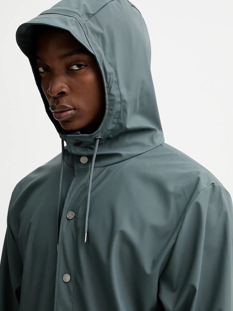 Rains kurtka 12020 Long Jacket kolor niebieski przejściowa 12020