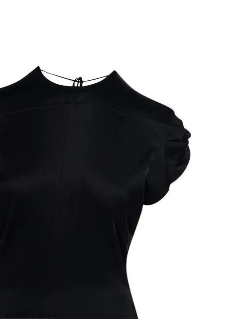 Victoria Beckham asymmetric gathered-sleeve dress - Black