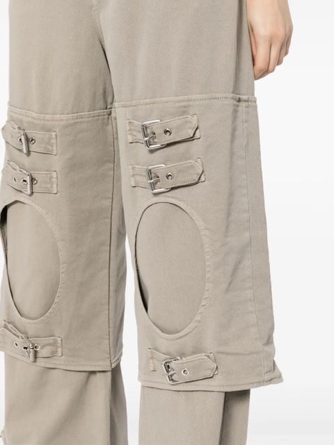 Blumarine buckle-detailed wide leg trousers - Grey