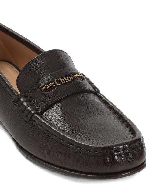 Chloé logo leather loafers - Brown - zdjęcie produktu nr 2