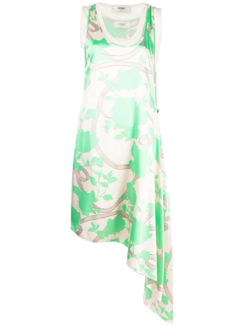 FENDI floral-motif draped silk dress - Neutrals - zdjęcie produktu nr 1