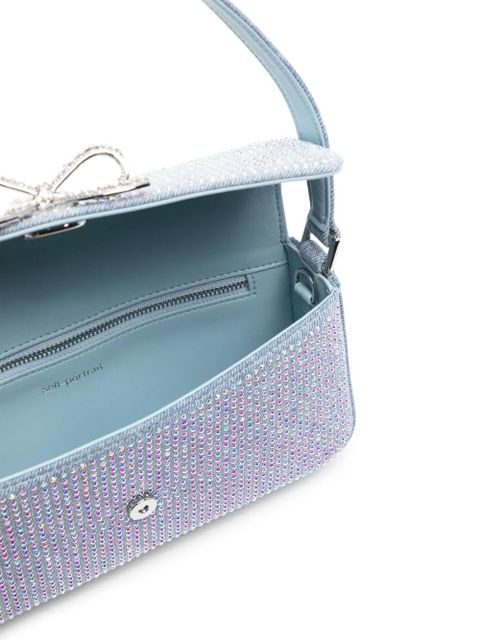 Self-Portrait rhinestone-embellished denim shoulder bag - Blue - zdjęcie produktu nr 2