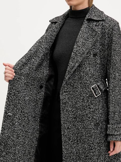 HUGO płaszcz z domieszką wełny kolor czarny 50547835