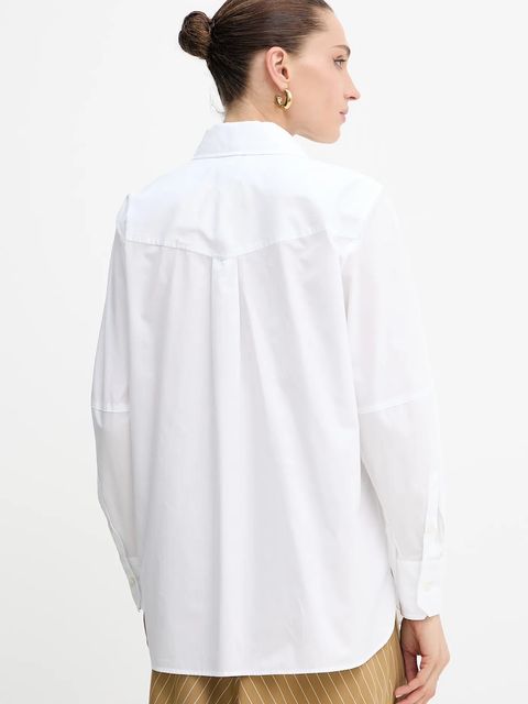 Marella koszula bawełniana damska kolor biały regular z kołnierzykiem klasycznym 2523116084200