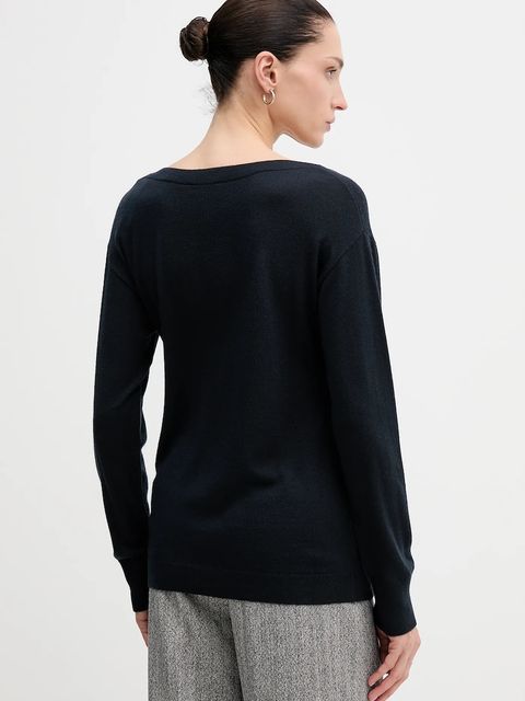 Sisley sweter wełniany damski kolor granatowy lekki 11BAM1A48 - zdjęcie produktu nr 2