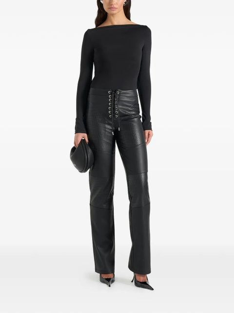 Manière De Voir Seren croc-embossed lace-up trousers - Black - zdjęcie produktu nr 2