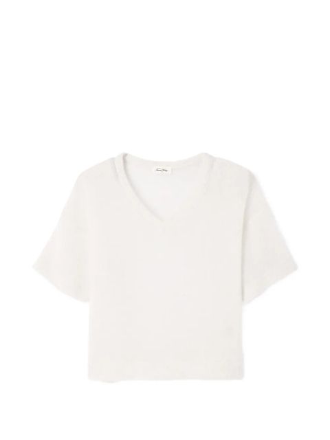 American Vintage Bodyrow short-sleeved V-neck knitted wool shirt - Neutrals - zdjęcie produktu nr 1