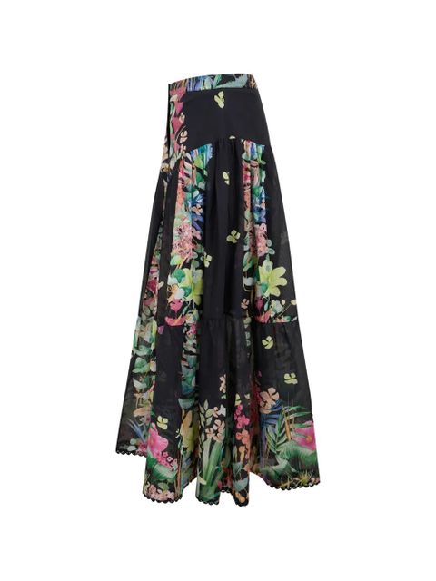 Charo Ruiz Ibiza floral-print buttoned maxi skirt - Black