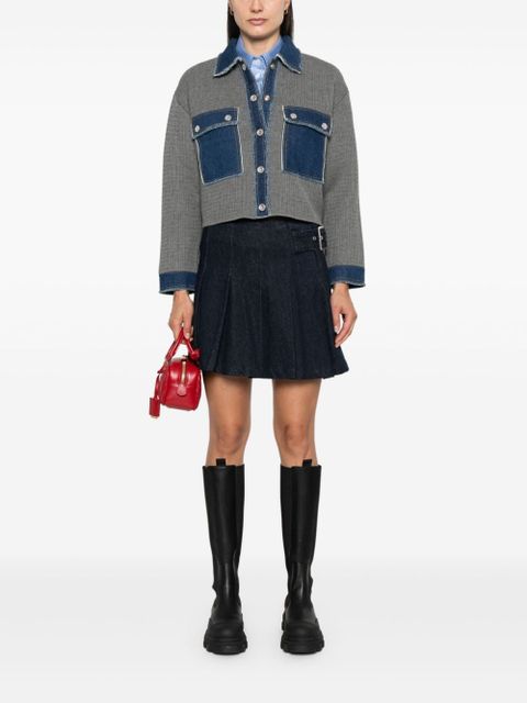 SANDRO cable-knit denim jacket - Grey