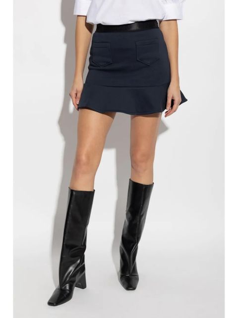 GANNI flared-hem mini skirt - Blue