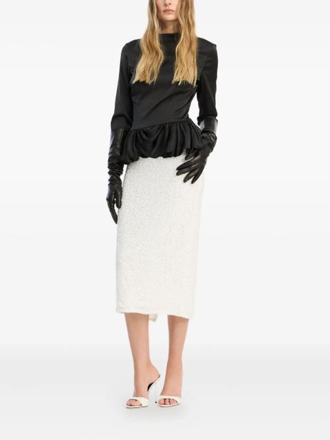ROTATE BIRGER CHRISTENSEN sequin-embellished midi pencil skirt - White