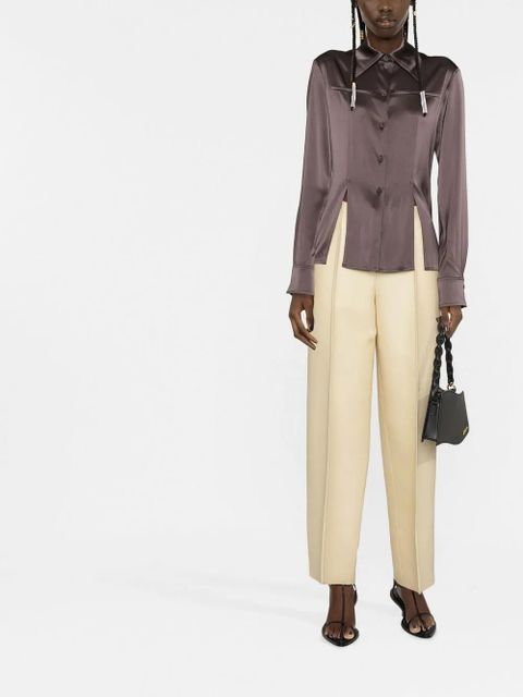 Nanushka oversized-collar fitted shirt - Brown