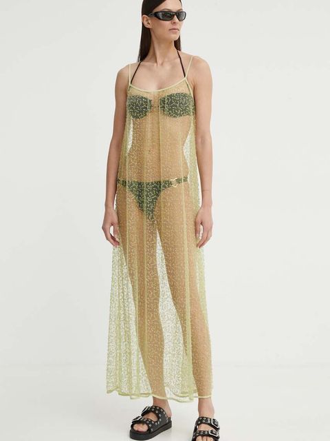 Samsoe Samsoe sukienka SAMALLY kolor zielony maxi prosta F24200141