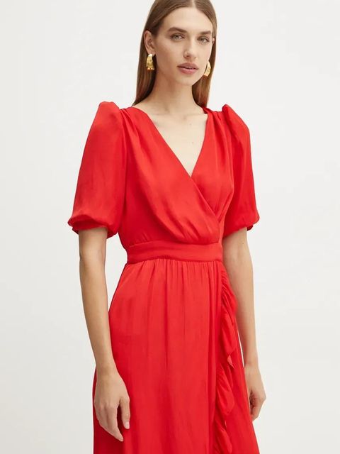 Morgan sukienka RIALY kolor czerwony maxi rozkloszowana RIALY