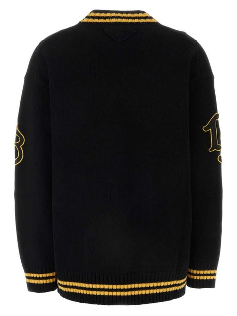 Prada logo-appliquéd cardigan - Black - zdjęcie produktu nr 2