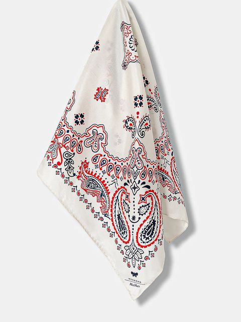 Weekend Max Mara apaszka jedwabna SIAM damska kolor beżowy wzorzysta 2525546054600 - zdjęcie produktu nr 1