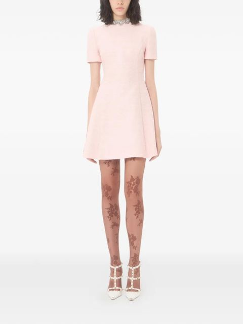 Valentino Garavani embroidered crinkle cotton tweed short dress - Pink - zdjęcie produktu nr 2