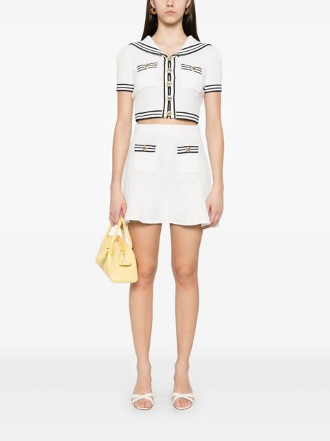 Self-Portrait textured knitted top - White