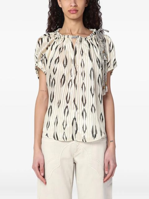 ISABEL MARANT graphic-pattern pleated blouse - Neutrals - zdjęcie produktu nr 1